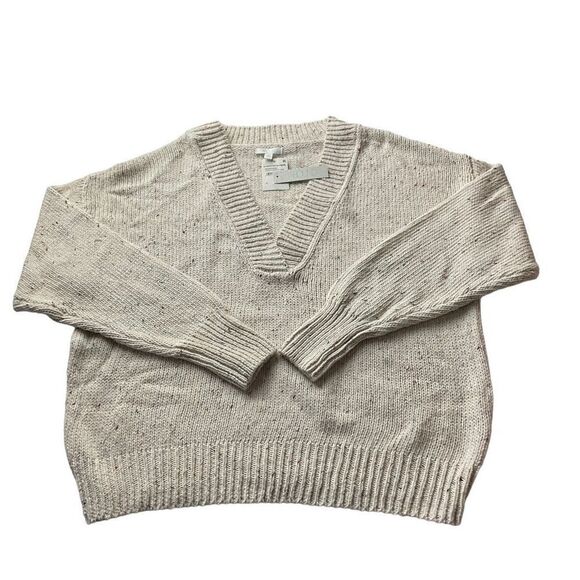 Abound Sweater V-Neck Drop Shoulder Ivory Confetti Blue Green Red Specks XL - Picture 13 of 15